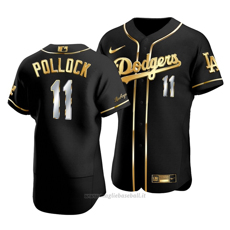Maglia Baseball Uomo Los Angeles Dodgers A.j. Pollock Golden Edition Autentico Nero